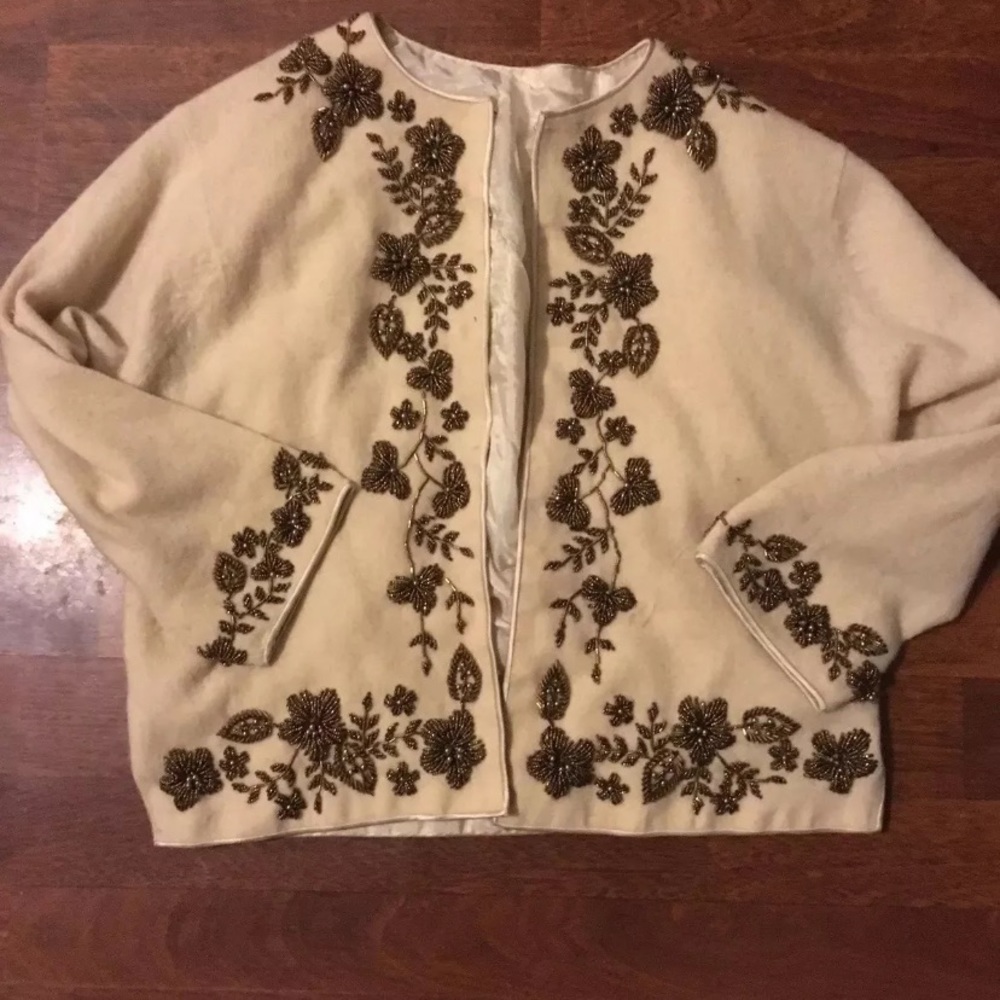 M or L vintage cardigan beaded pinup Lolita